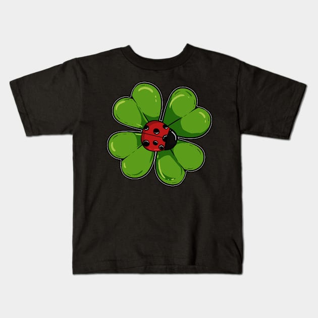 Ladybug Shamrock Clover Mindfull Ladybird Mindful Kids T-Shirt by amango